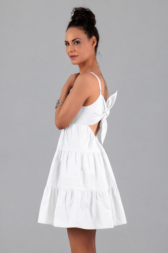 VESTIDO CORTO LAZO ESPALDA